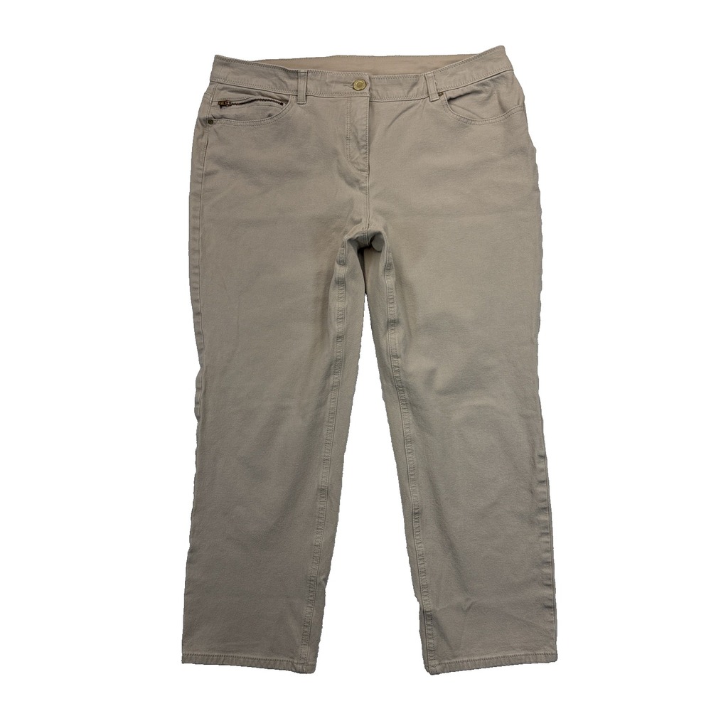 Chico's So Slimming Ankle Pants Women's Size 2 Khaki Stretch Zip Pocket